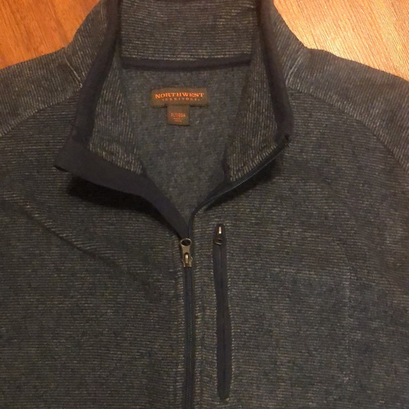 Northwest Territory Mens Blue Striped Full Zip Fleece Vest/Jacket, XLarge, S1 - Picture 2 of 6